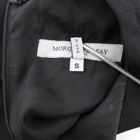 Morgane Le Fay Black Sleeveless Sheath Dress Asymmetric Apron Detail SZ S - Picture 16 of 16